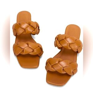 Womens Casual Summer Flat Sandals Square Open Toe Braided Slides SIZE 11
